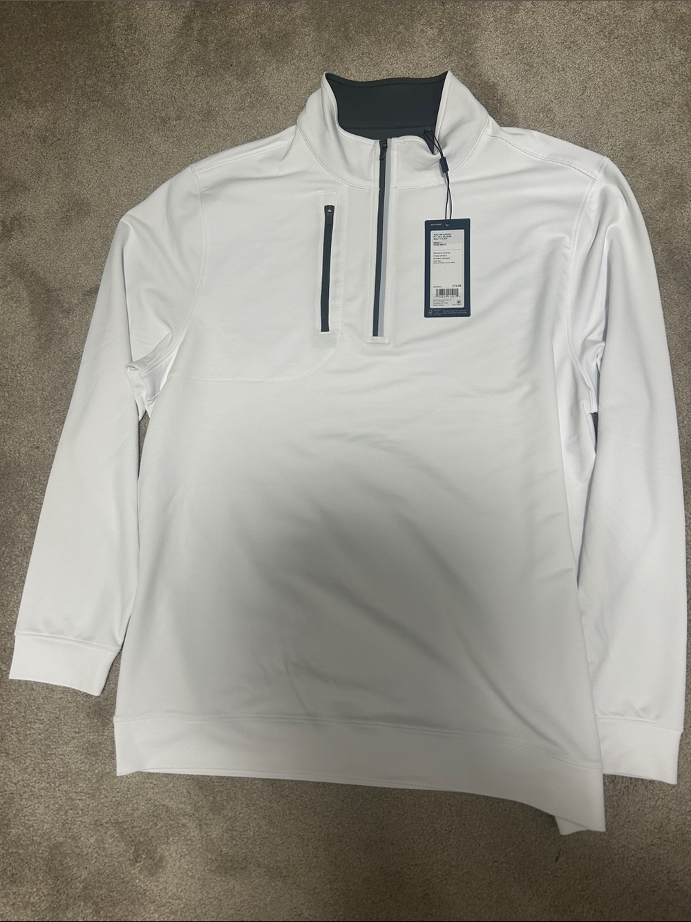 Walter Hagen White Men's Quarter-Zip Performance Jacket with Black Trim